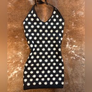 No Boundaries Black Dress with Floral Pattern